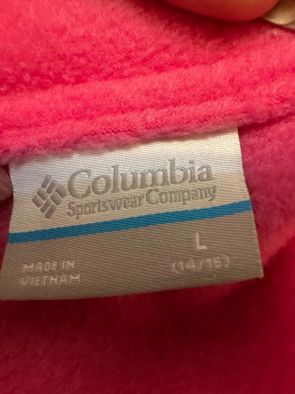 #191- Big Girls Columbia Hot Pink and‎ Black Fleece Jacket with Nylon Panels